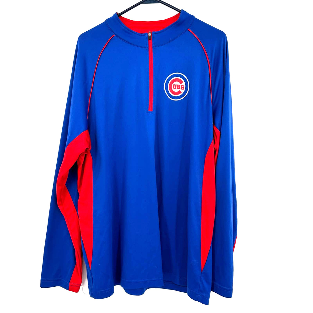 Fanatics Chicago Cubs size XL quarter zip pullover sweatshirt blue red‎ baseball